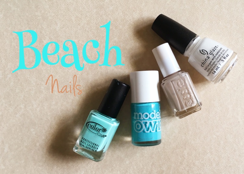 From left: Color Club Blue-Ming, Models Own Turquoise Sea, Essie Sand Tropez, China Glaze White On White